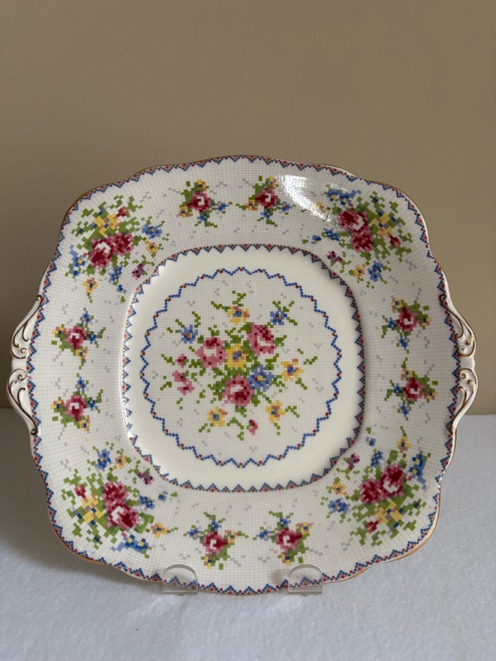 Royal Albert Petit Point Square Cake Plate PRISTINE